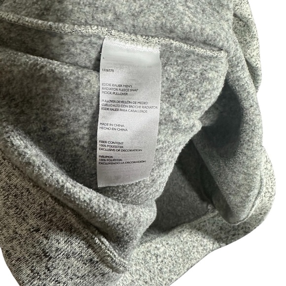 Eddie Bauer Men’s Large Radiator Fleece 1/4 Snap Mock Pullover Sweatshirt Gray - Picture 11 of 12